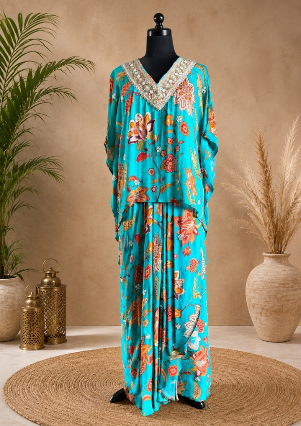 Turquoise Kaftan Pant Set